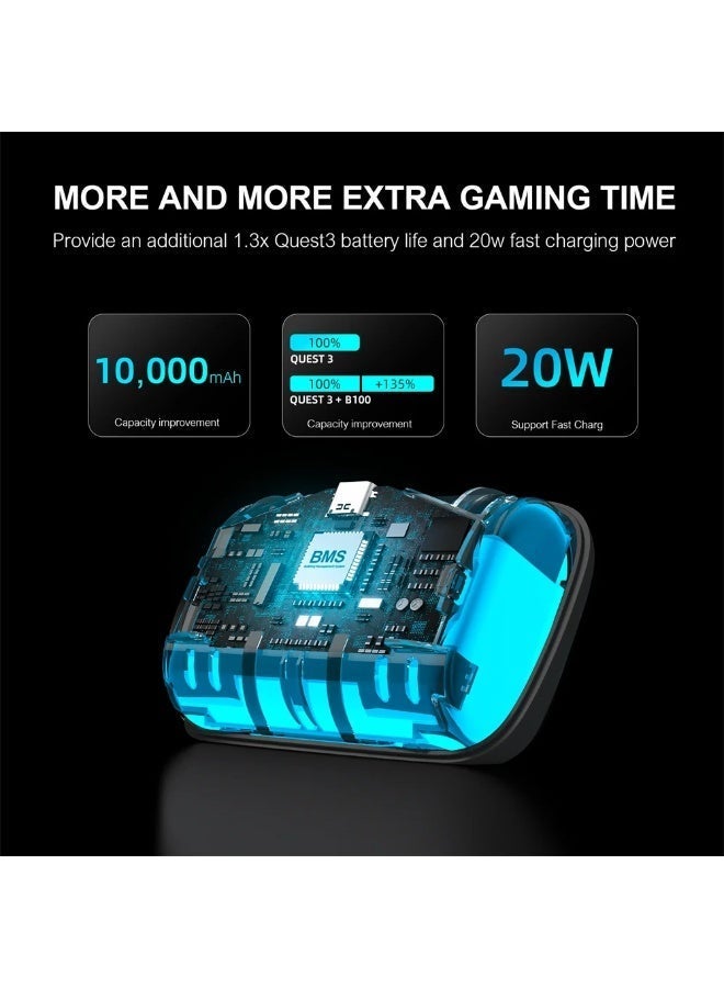 بوبوفر بطارية احتياطية B100 من BOBOVR بسعة 10000 ملي أمبير - بديل لبطارية S3 Pro مع شحن سريع 20 واط لزيادة الطاقة لجهاز Meta Quest 3 - Image 3